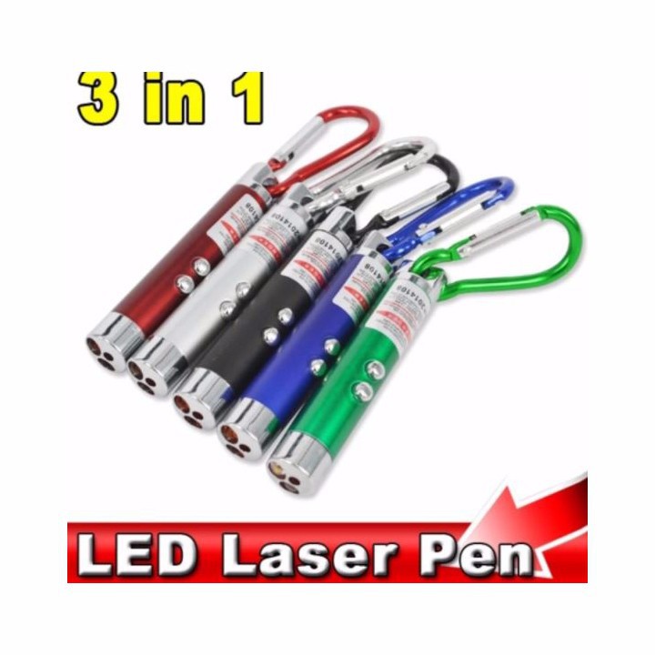 ĐÈN PIN KIEM  MÓC KHÓA - LASER 3 IN 1