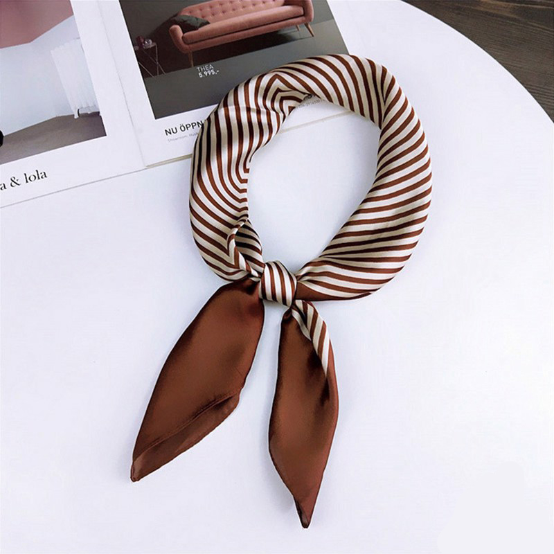 Khăn Lụa Vuông Khăn Turban Kẻ Sọc Nhiều Màu - Chất Liệu Chiffon - 70x70cm - Mã KL012