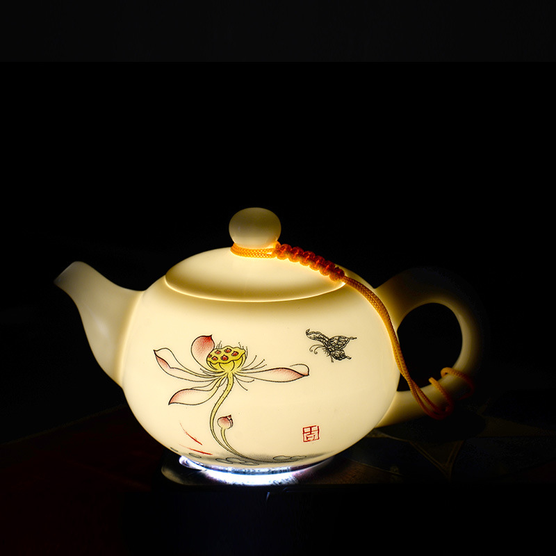 Bộ ấm chén sứ Bạch Định Thấu Quang