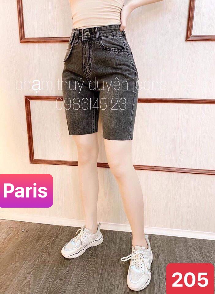 QUẦN SHORT SỌT JEAN LỬNG KIỂU NGỐ NỮ CHẤT BÒ XÁM TÚI HỘP NHẬT BẢN LƯNG CAO NÂNG MÔNG PR-205 - PARIS FASHION