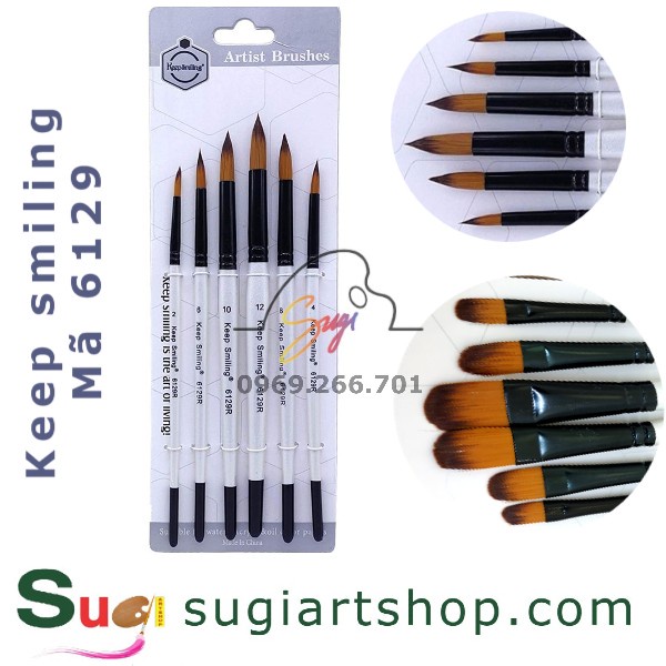 Bộ cọ 6 cây đầu Keep smiling 6129