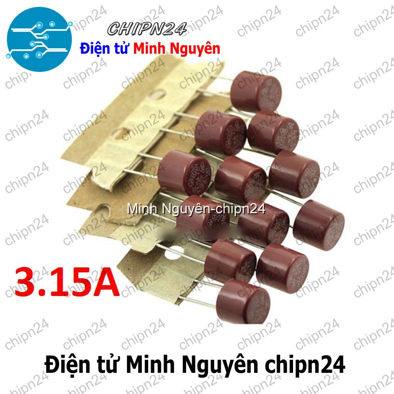 [2 cái] (K449) Cầu Chì Tròn 3.15A 250V 8x8mm (T3.15A250V 382) - HH003442