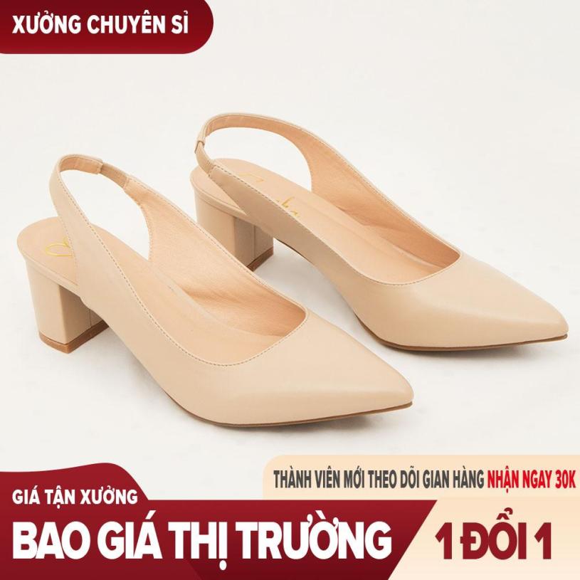 Giày nữ, giày cao gót slingback hở gót, bít mũi thời trang nữ kiểu dáng basic _ EH015 (WH) giá rẻ