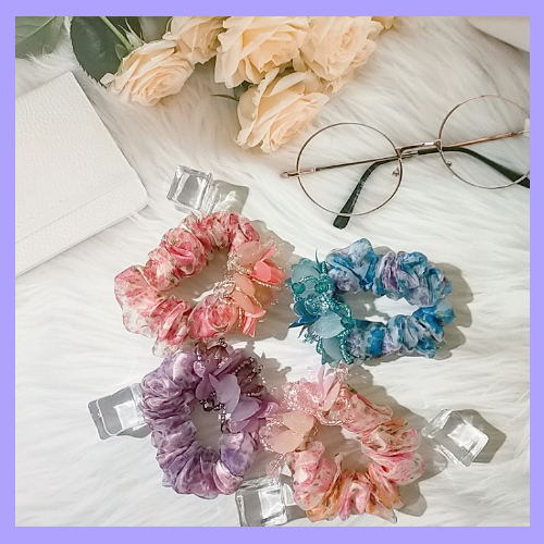 Cột tóc scrunchies đính đá xinh xắn