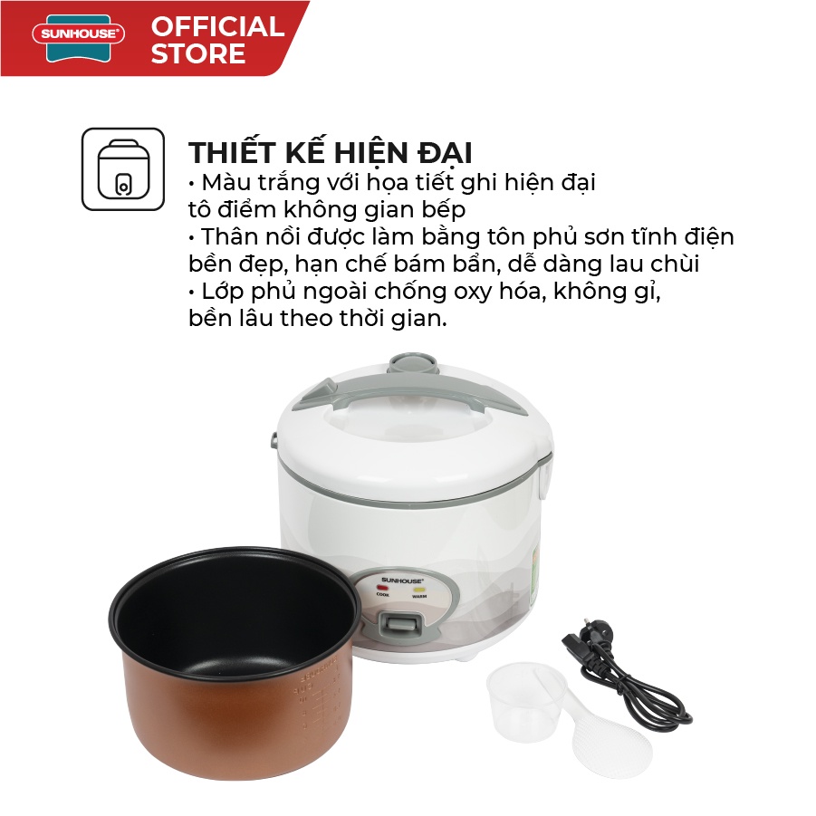 Nồi cơm điện 1.8L SUNHOUSE SHD8602
