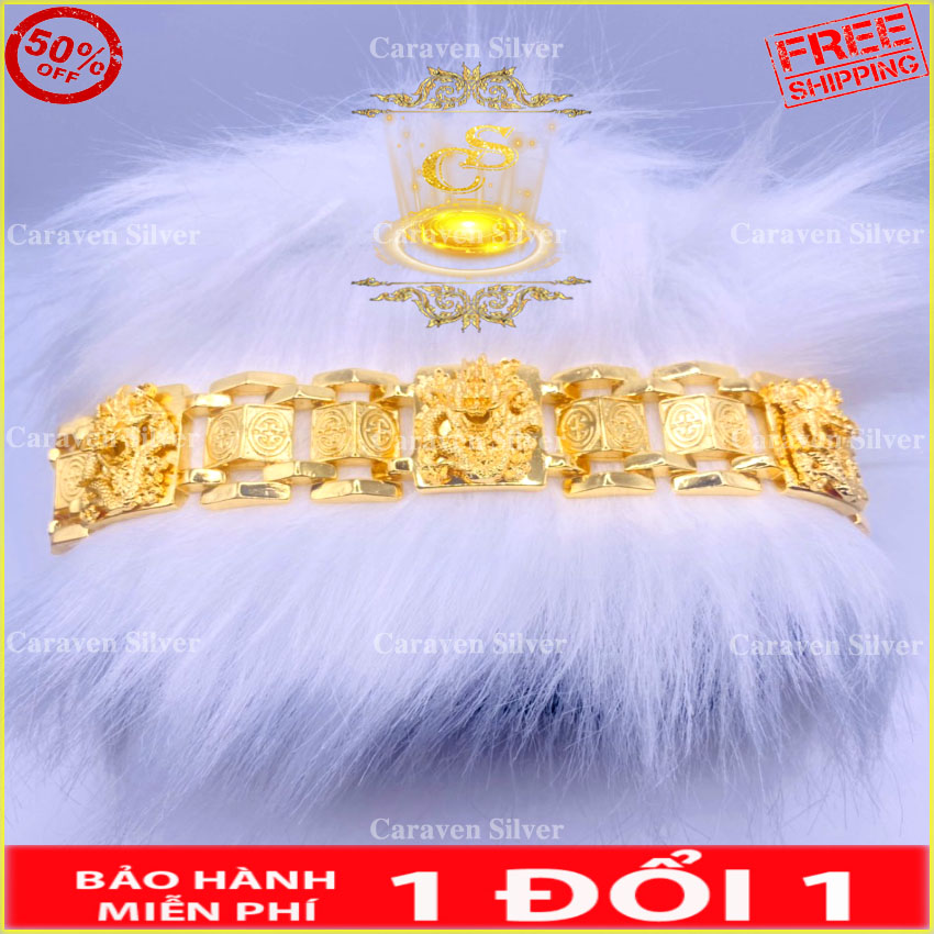 Lắc rồng nổi bản to mạ vàng - Kích thước 2.8x20cm,màu vàng tươi như thật, chất như nước cất và bao ngầu - Caraven silver - Lắc nam,lac nam,lắc tay nam,lac tay nam,lắc tay mạ vàng,lac tay vang