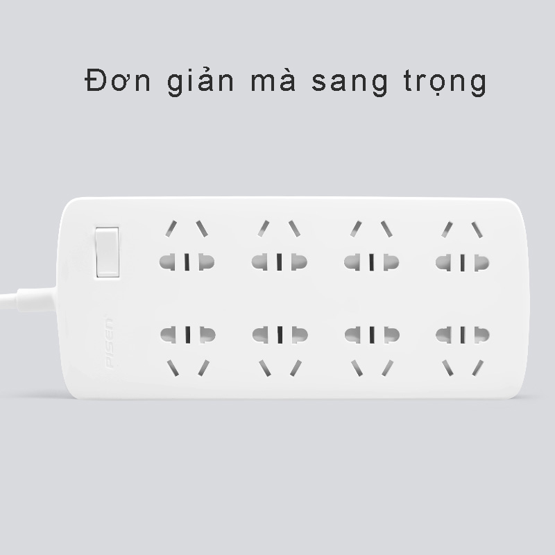 Ổ cắm điện Pisen 008-EP (8x AC , 8 Ổ điện ) - BH 18 Tháng
