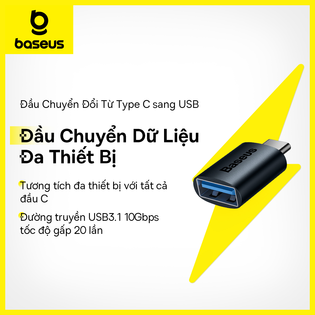 [TYPE C => USB] - Đầu chuyển đổi Baseus từ đầu Type C - USB