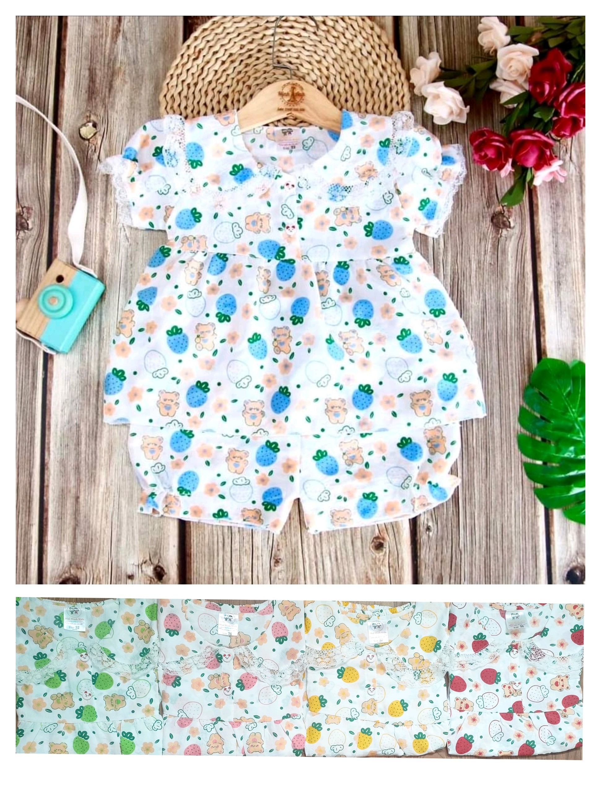 Bộ tơ xốp tay phồng bé