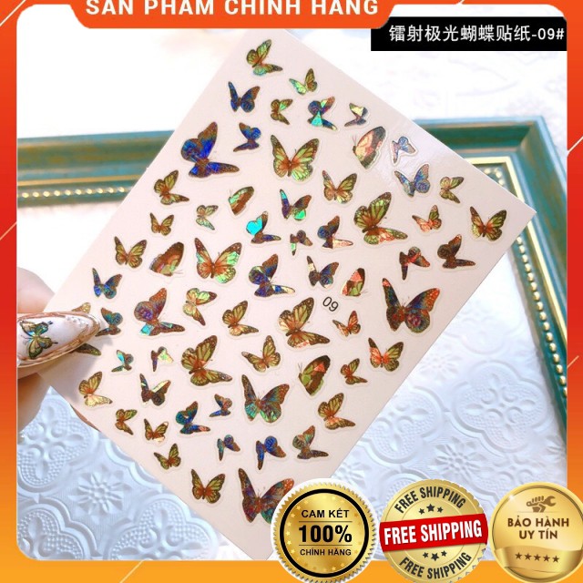Stick bướm laze, stick bướm phản quang trang trí móng