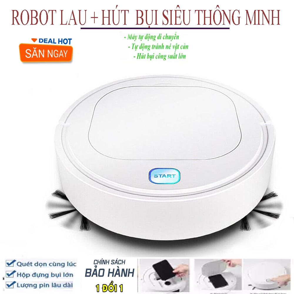 ROBOT Hút Bụi Lau Nhà , ROBOT Hút Bụi Tự Động Thông Minh,Tự Động Phát Hiện Khi Gặp Vật Cản, Dễ Dàng Làm Sạch Các Vị Trí Như Gầm Giường Tủ ,Máy Vận Hàng Êm Ái Không Có Tiếng Ồn,Bảo Hành 1 Đổi 1