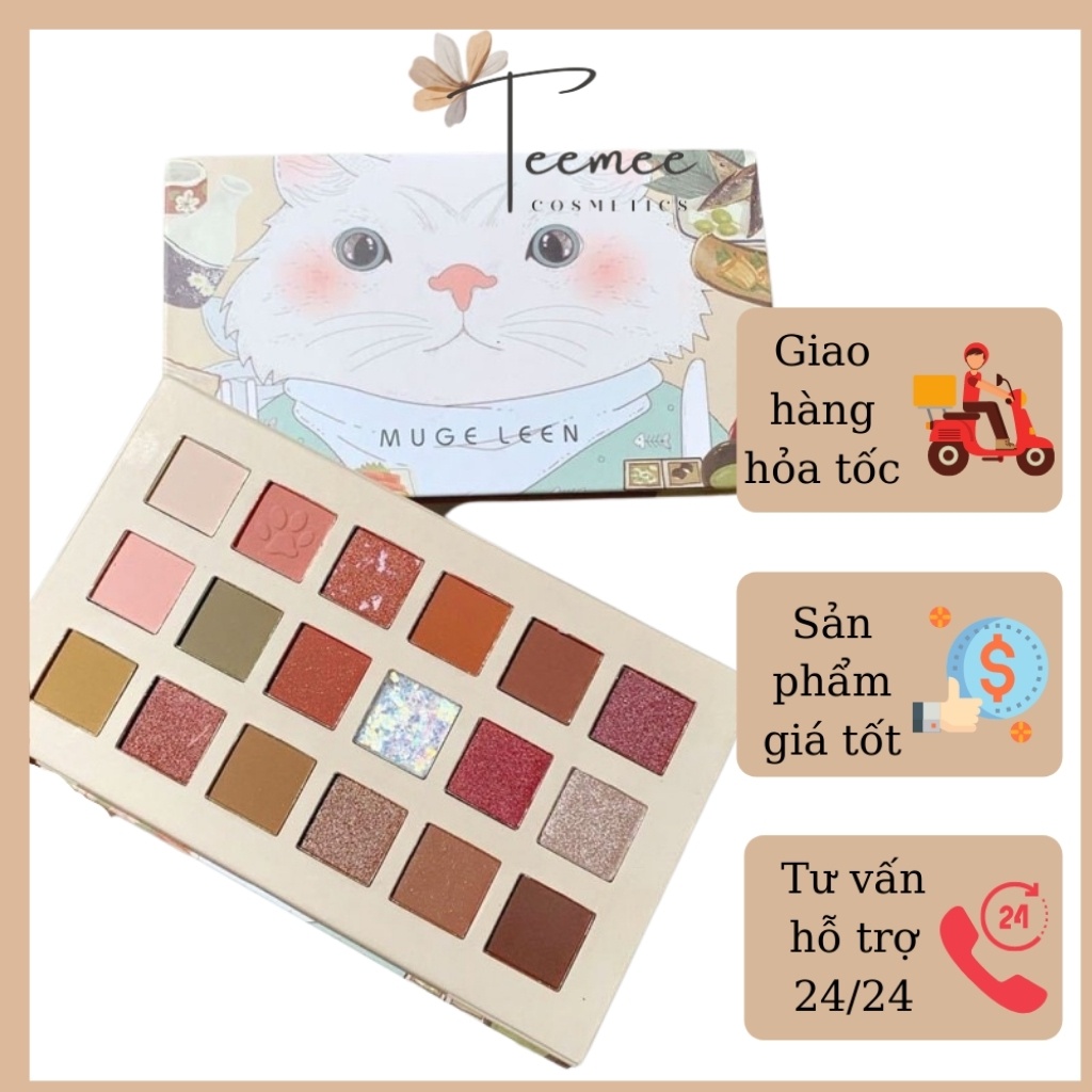 Bảng phấn mắt mèo 18 màu MUGE LEEN hình bò sữa vịt trắng vịt vàng xinh xắn, siêu hot