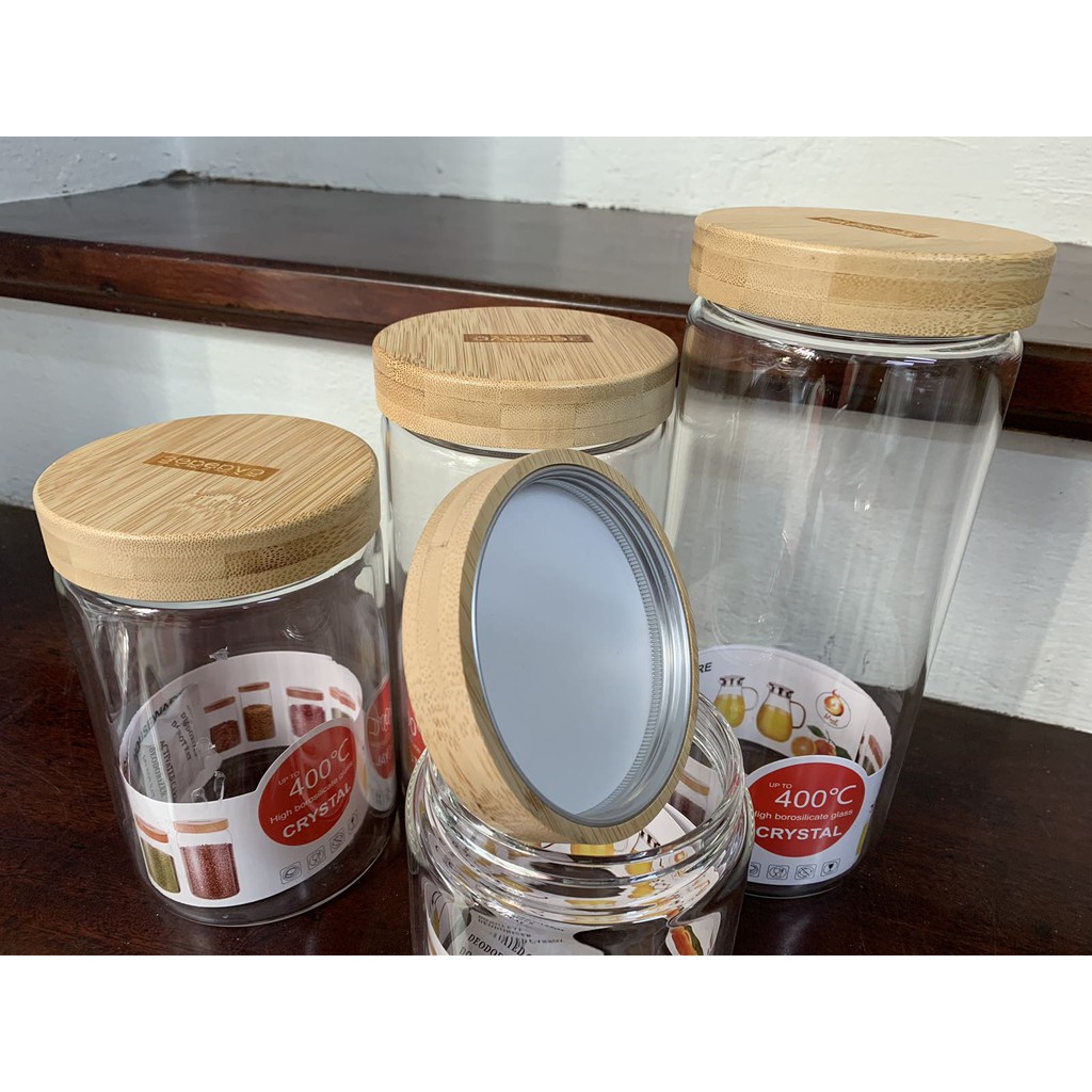 Lọ Thủy Tinh Borosilicate Nắp Gỗ Gen Vặn Siêu Kín