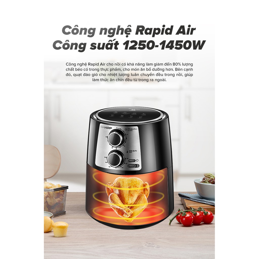 Nồi chiên không dầu Sharp KF-AF42MV-ST (Dung tích 4.2 lít Bảo hành 12 tháng Toàn Quốc)