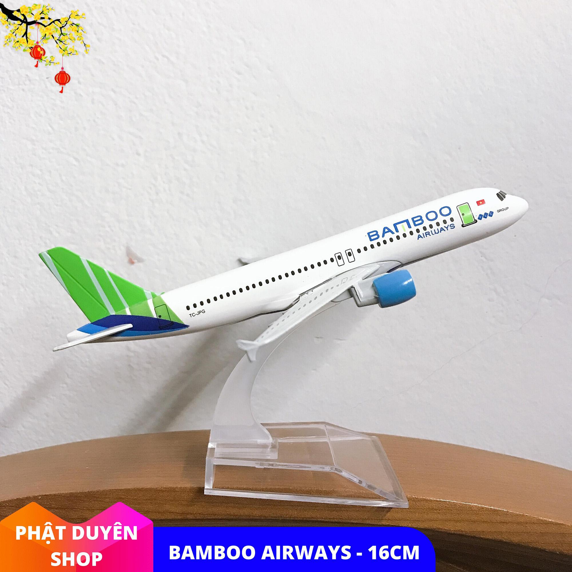Máy bay mô hình kim loại Bamboo Airways 16cm