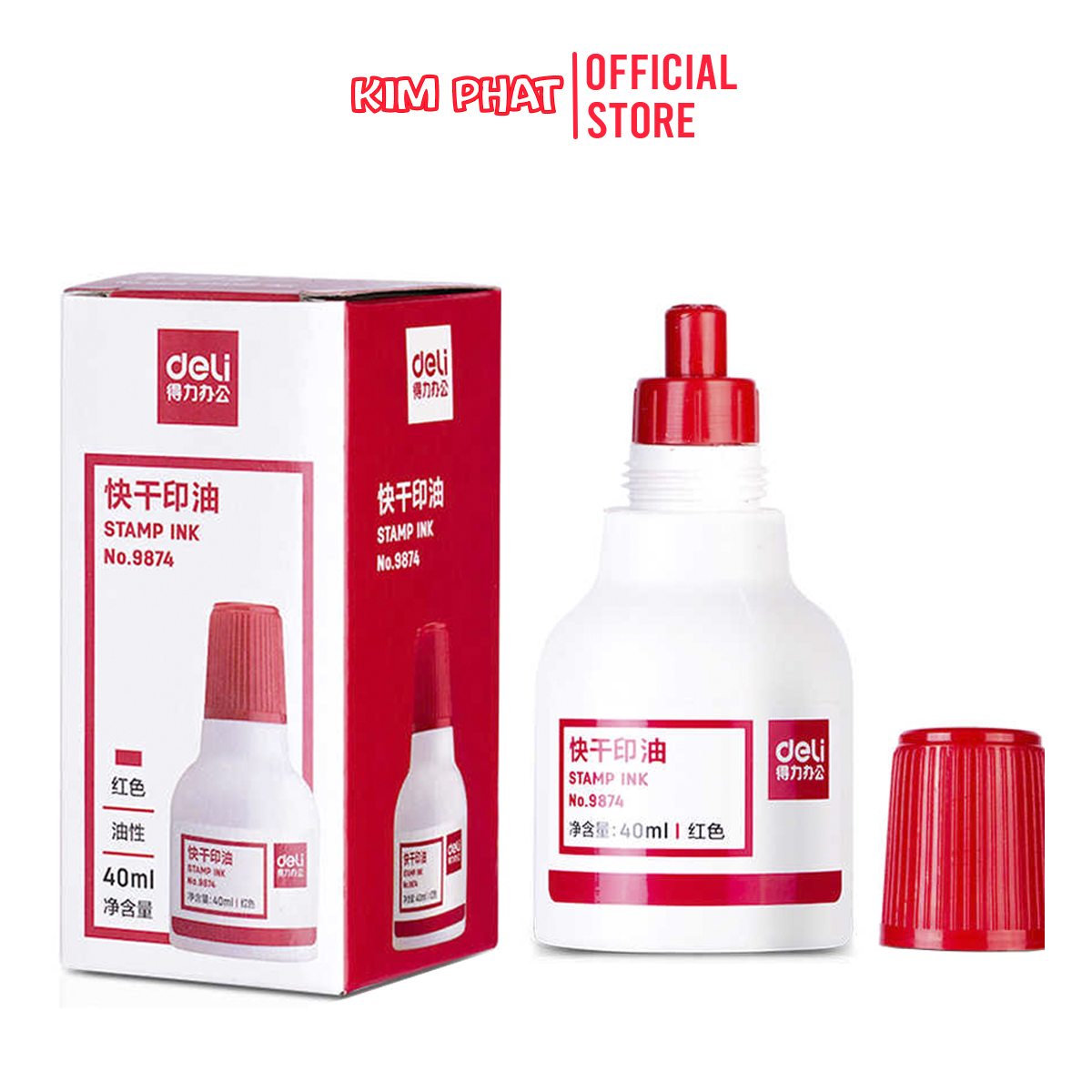 Mực con dấu màu đỏ deli e9874