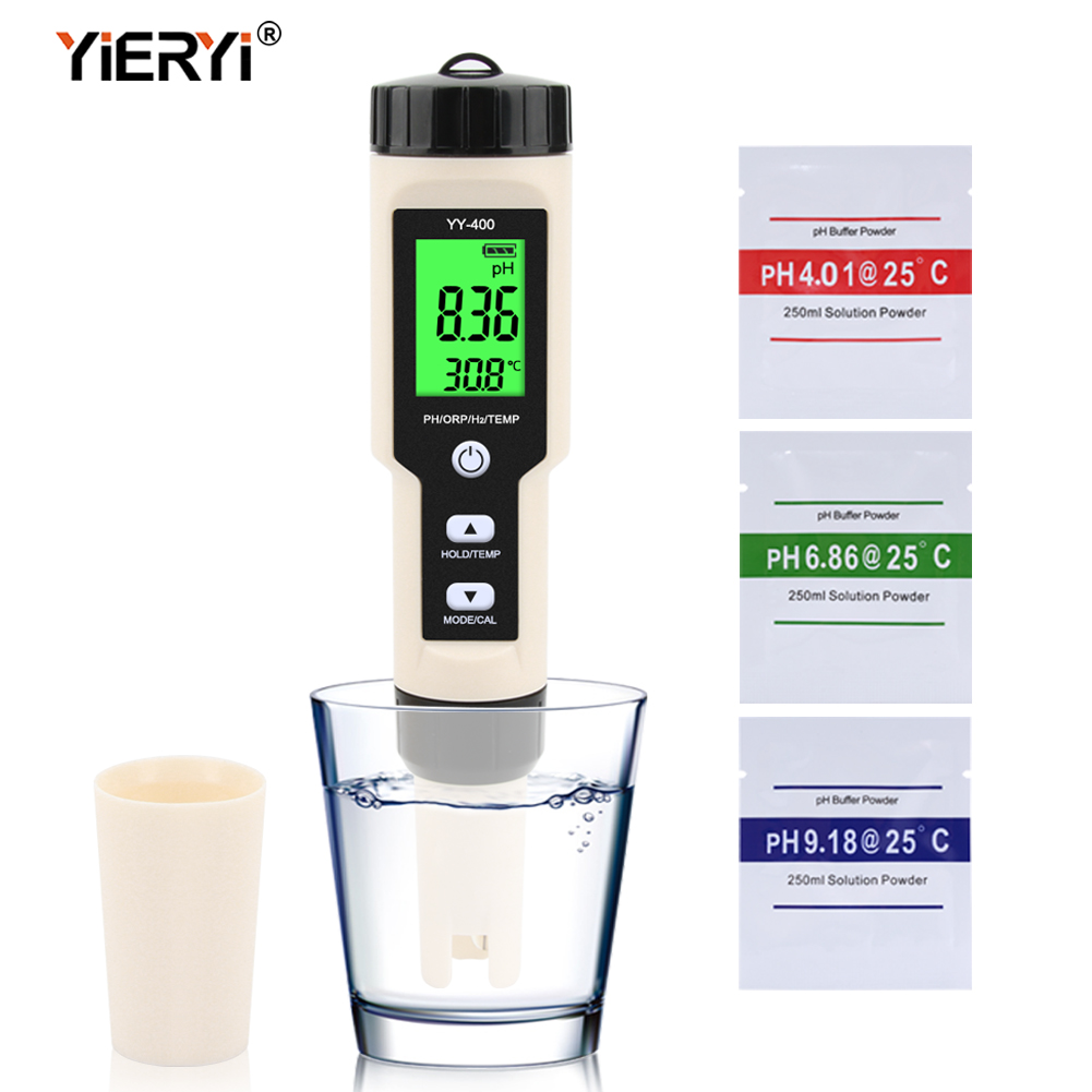 yieryi New 4 in 1 H2/PH/ORP/TEMP Meter H2 hydrogen meter Water Quality Tester for Pools Drinking Water Aquariums