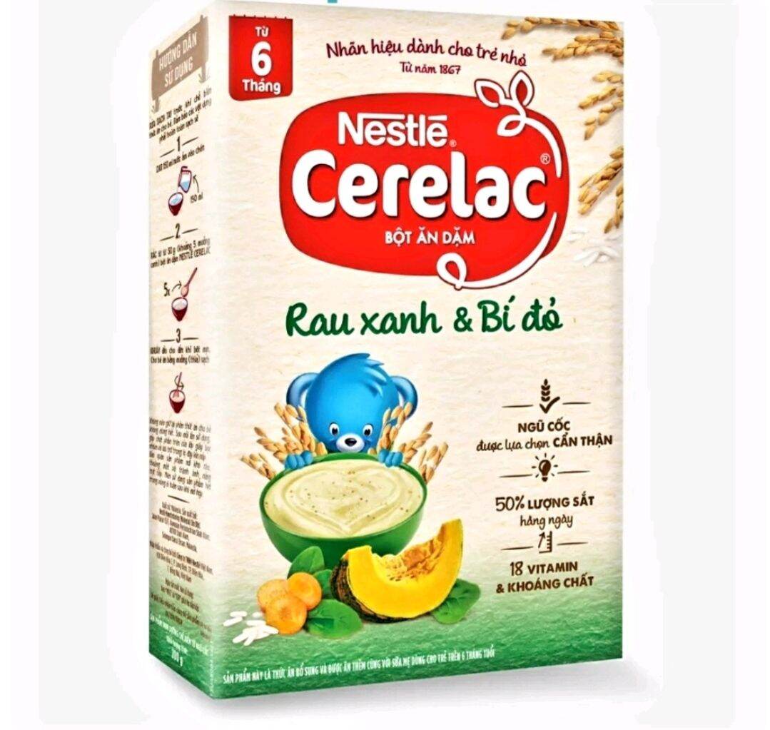 Bột ăn dặm Nestle Cerelac Rau Xanh Bí Đỏ (hộp giấy 200gr)