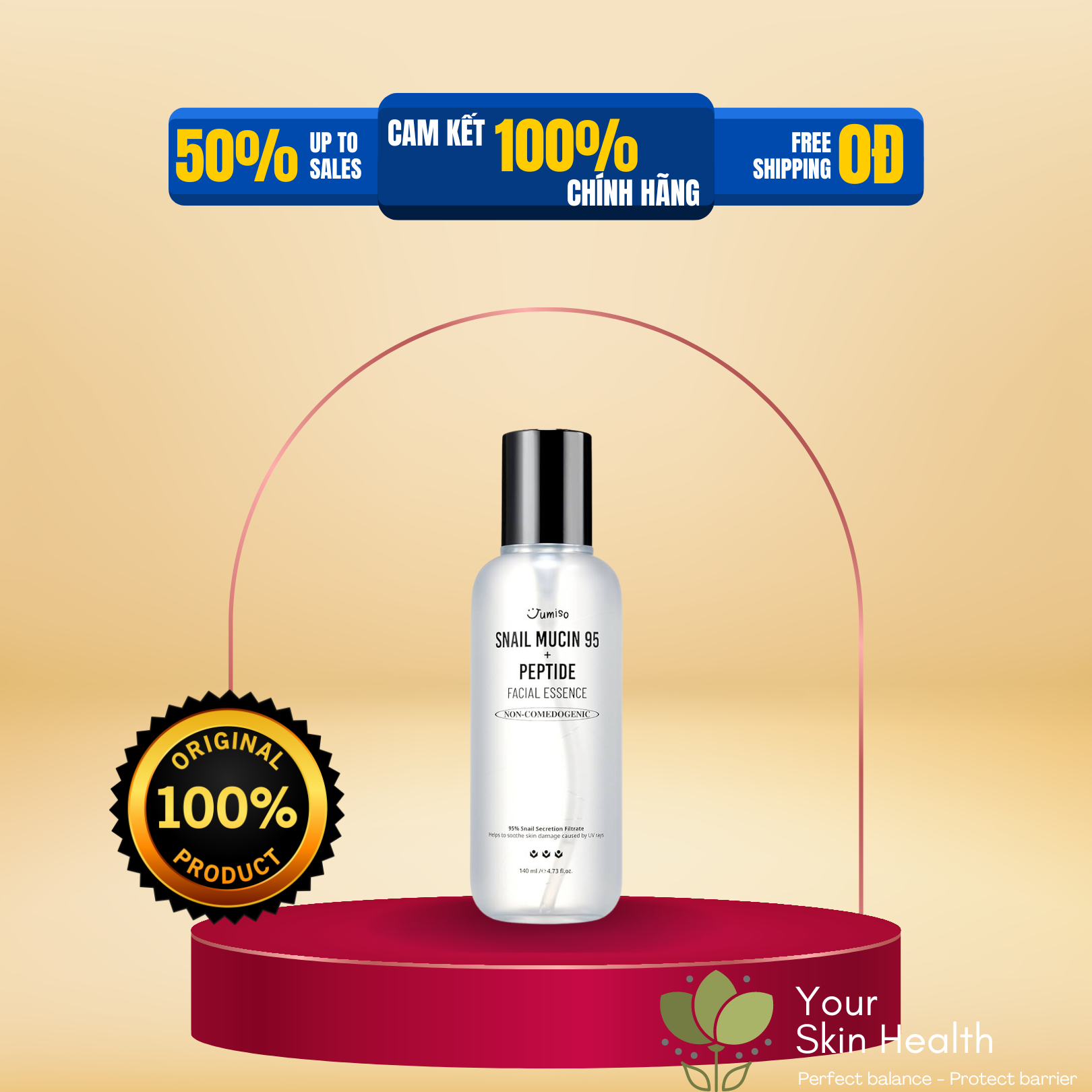 Tinh chất ốc sên Jumiso Snail Mucin 95 + Peptide Essence 140ml phục hồi da với ốc sên và peptide chống lão hóa