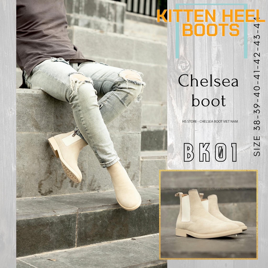Giày Chelsea Boots Tan Da Lộn Cao Cấp
