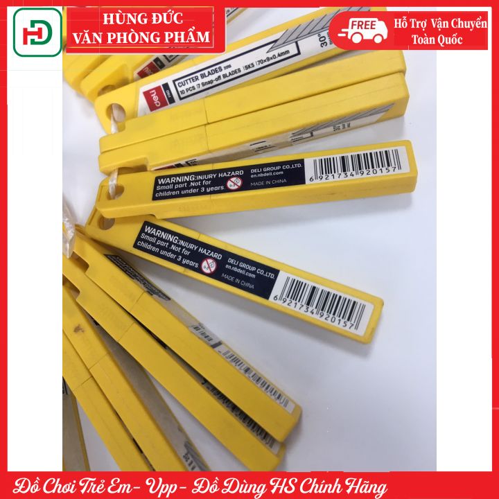 Hộp 10 lưỡi dao rọc giấy 30 độ deli 2015 2012