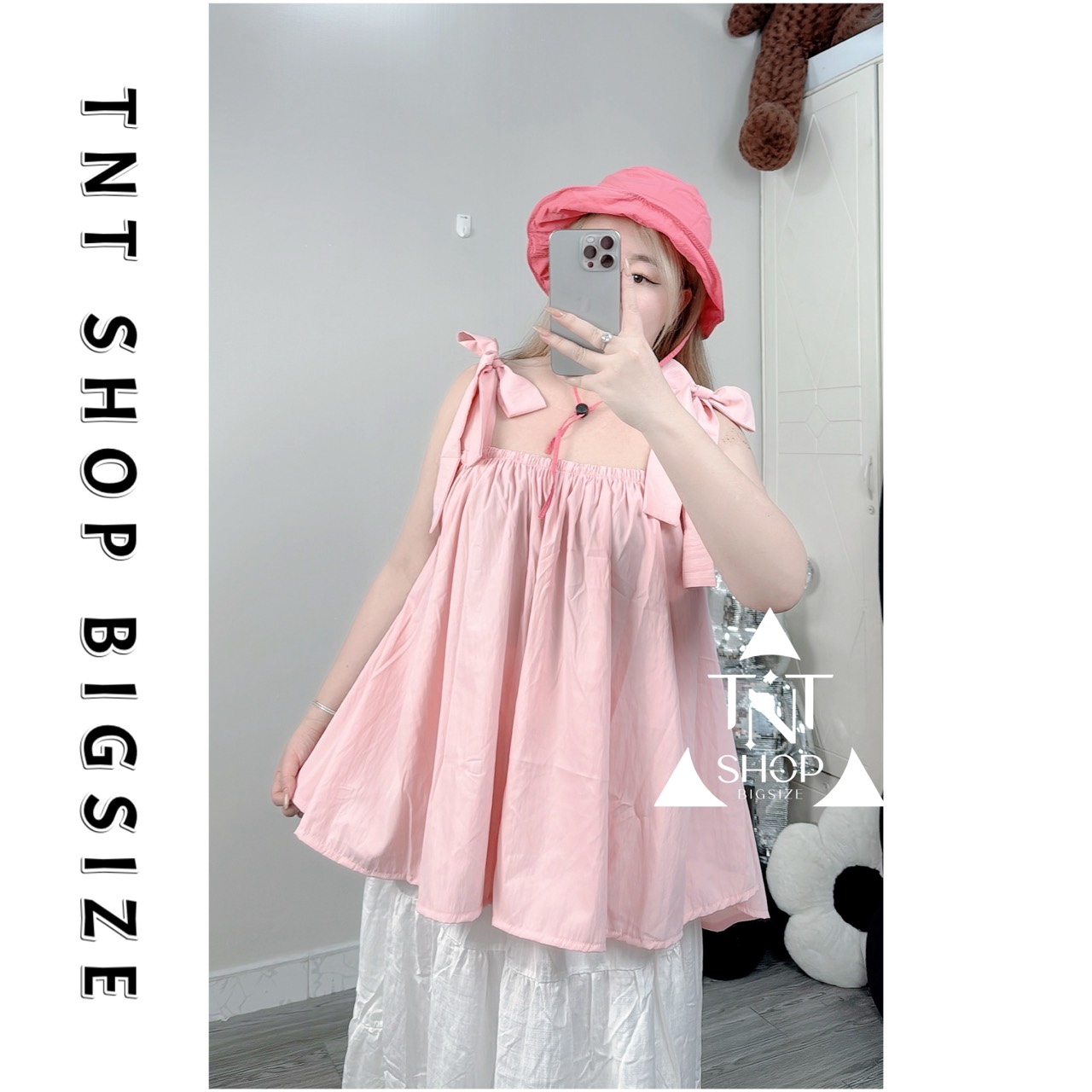 ÁO 2 DÂY CỘT NƠ BÁNH BÈO [ TNT SHOP BIGSIZE 60KG 90KG ]