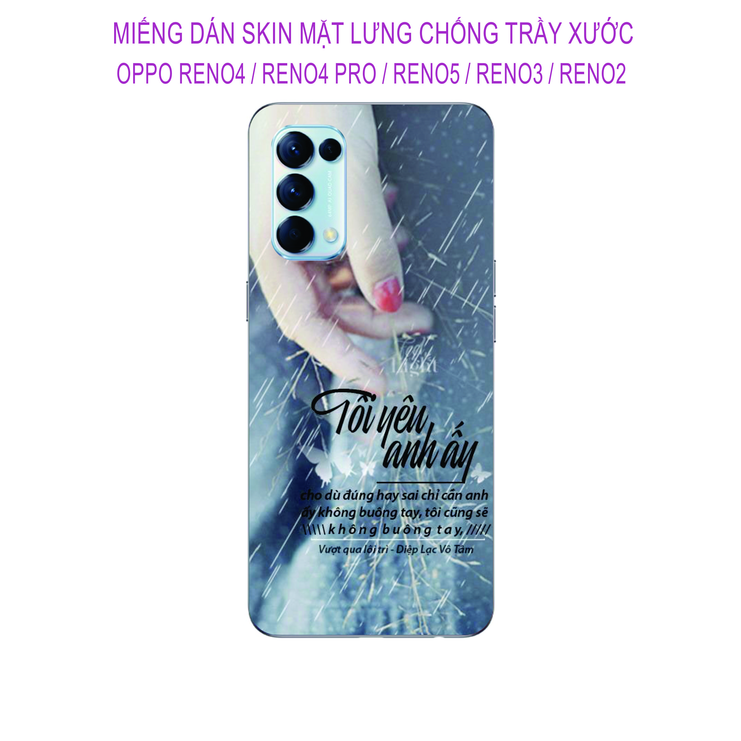 [HCM]Miếng Dán Skin OPPO Reno 5 / Reno 4 / Reno 4pro / Reno 3 / Reno 2 / Reno 2F Hình ảnh sắt nét chống trầy xước