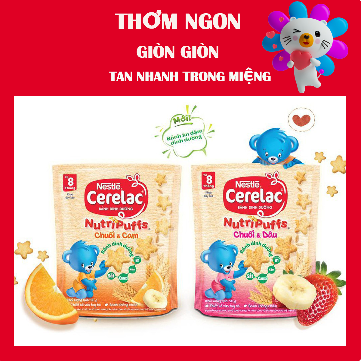 Bánh ăn dặm Nestlé Cerelac Nutripuffs (50g)