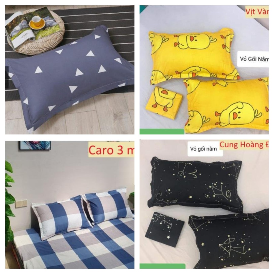 Bộ 2 Vỏ gối nằm,áo gối nằm cotton poly vải mềm mát,xả kho giá lỗ Mã hàng VG1803 Revato Kho chăn ga gối, ga giường, drap giường