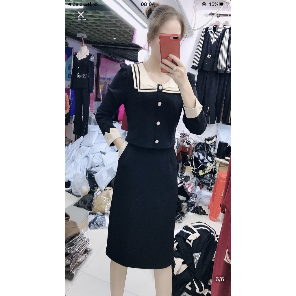 Váy nữ, Đầm thiết kế cổ nơ, dáng chữ A cao cấp