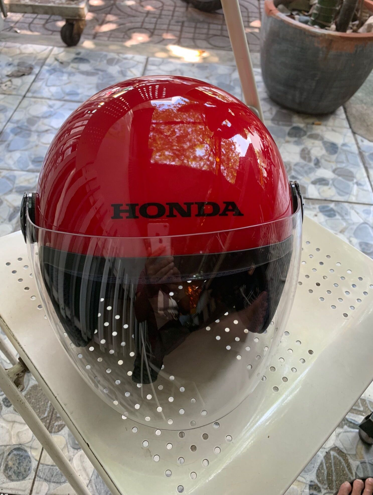 Nón mũ bảo hiểm 3 4 Honda màu đỏ
