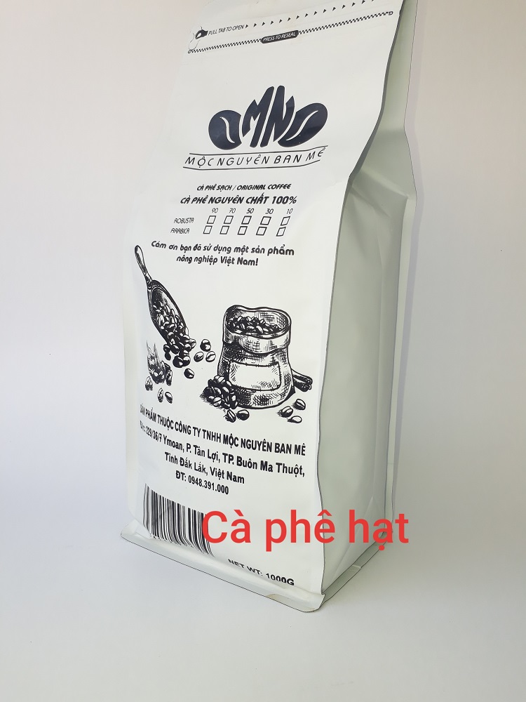 {Bộ 3 cà phê sữa)- CÀ PHÊ HẠT NGUYÊN CHẤT MỘC NGUYÊN BAN MÊ( 1 túi cafe hạt ngyên chất 1kg, 1 lon sữa Delipure, 1ly thủy tinh)