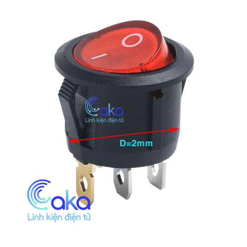 Công tắc tròn on off 250v 6a kcd1 có đèn báo
