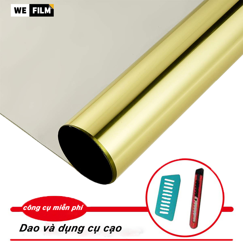 Gold Window Film Heat Insulation UV-Proof Protect Privacy Window Tint One-Way Mirror Glass Stickers for Home or Office with Free Tools(30,50,60,70,80,90,100,152cm)