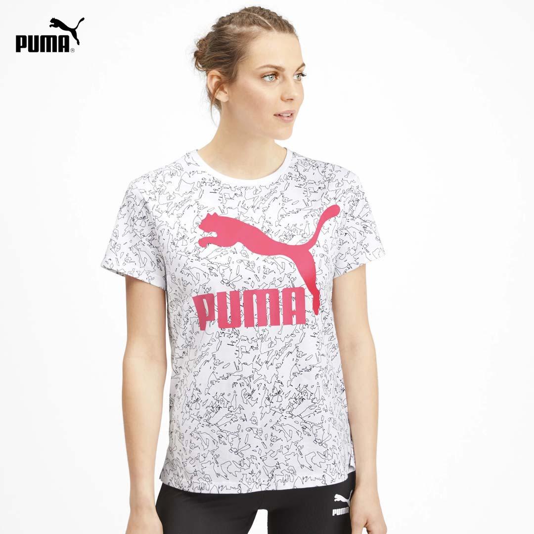 Áo Thun Nữ Puma Classics Women's AOP Logo Tee Màu Trắng