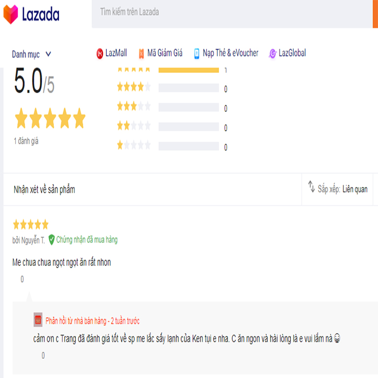 Me lắc sấy  Kentary túi 200g,