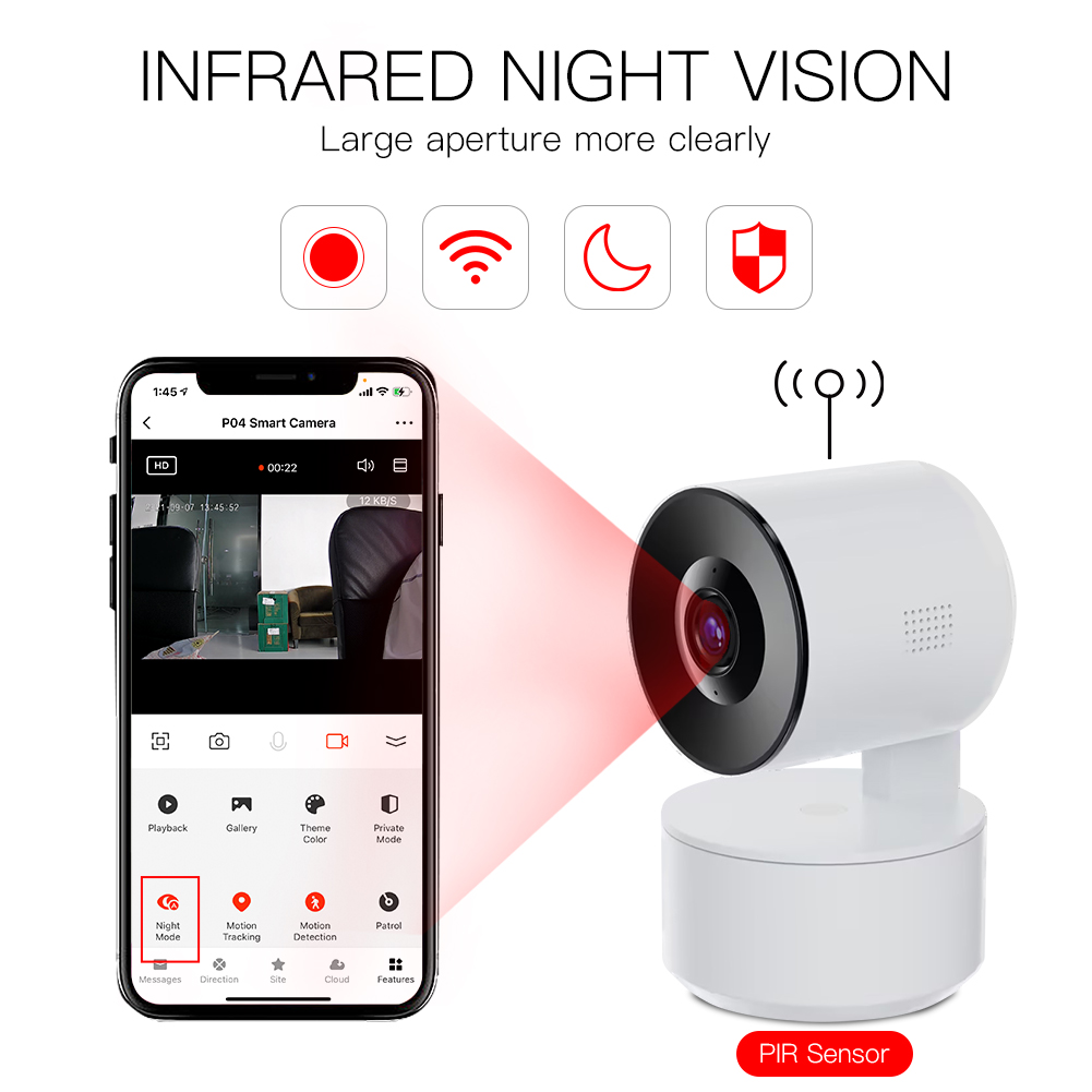 Moes Tuya PTZ WiFi IP Camera Smart Automatic Tracking 1080P Wireless Security Camera AI Human Detection Remote Control