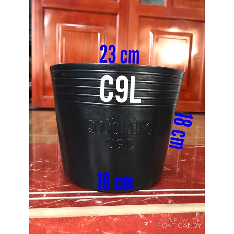 Combo 10 Chậu nhựa đen trồng cây C9L thương hiệu Quốc hùng dầy dặn