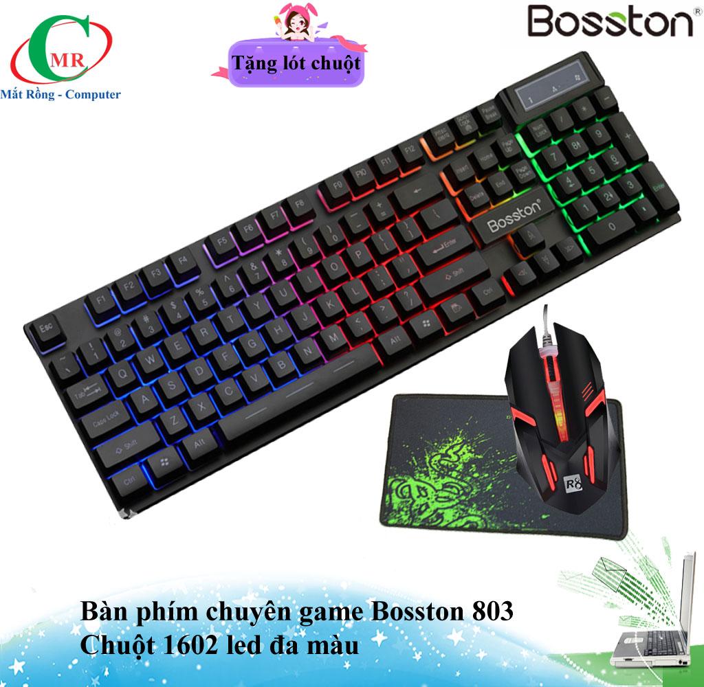 [Tặng lót chuột w3] Bộ bàn phím Bosston 803 và chuột 1602 led