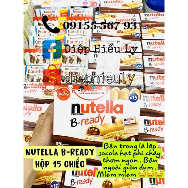 Bánh Nutella nhân kem sô cô la hạt phỉ (Nutella B-ready) hộp 15 cái