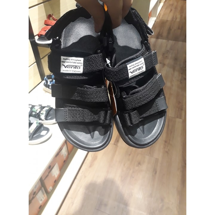 Giày Sandal 2 Quai Ngang Vento 1001 Full đen