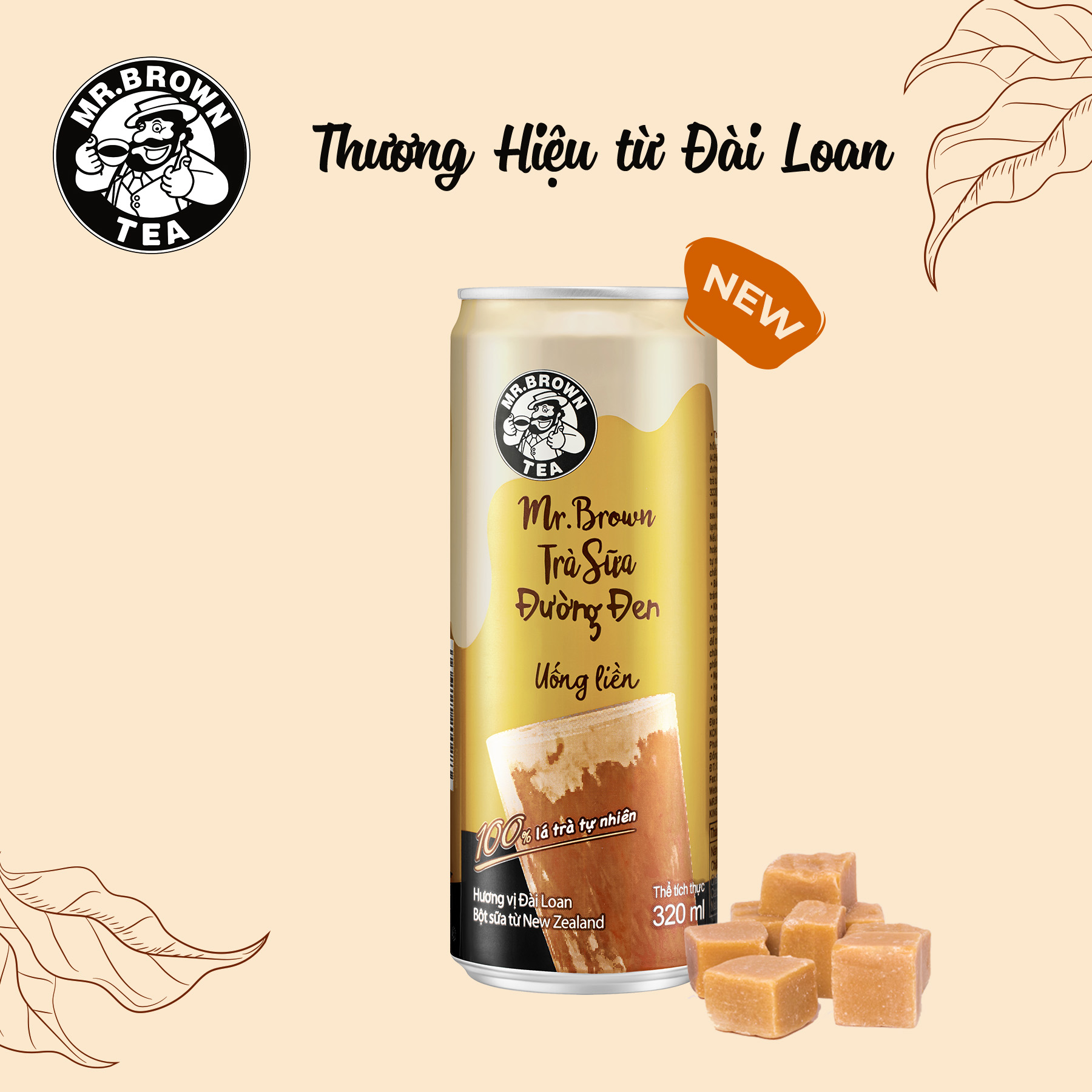 Thùng 24 lon trà sữa đường đen Mr.brown (320ml)