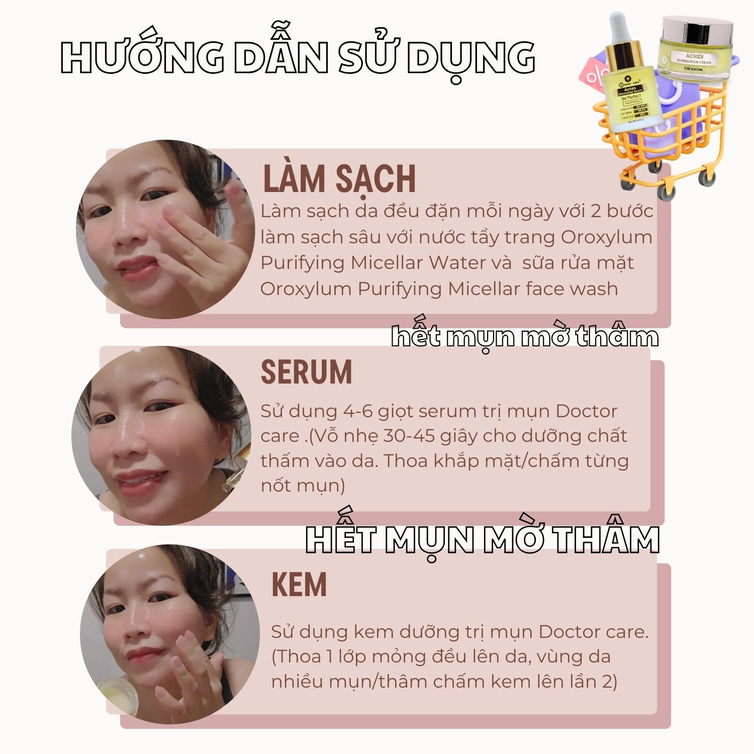 Bộ Giảm Mụn Mờ Thâm Doctor Care  Cho Da Dầu( Serum Mun Doctor Care+ Kem Mun Doctor Care )