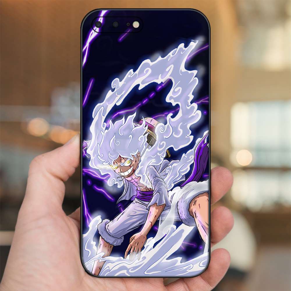 Ốp lưng iPhone 7 Plus, 8 Plus dẻo đen cạnh vuông in hình Luffy One Piece