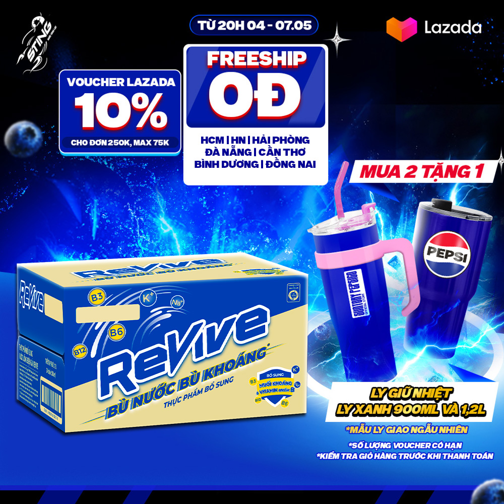 Thùng 24 Chai Nước Điện Giải Thể Thao Revive (500ml/chai)