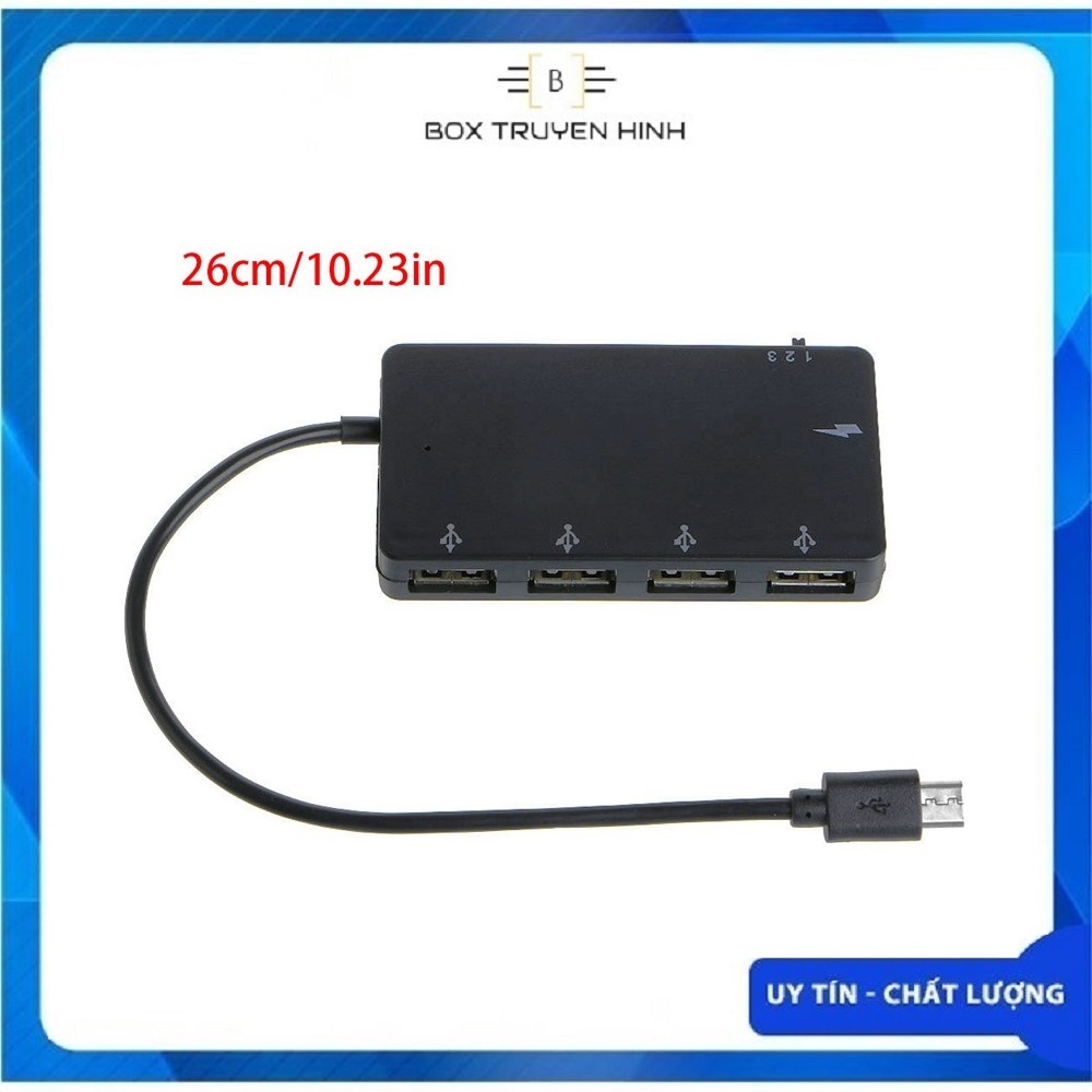 Hub Chuyển Đổi 4 Cổng Micro Usb Otg Cho Android box, Điện Thoại Và Máy Tính Bảng Android / Windows, dùng tốt cho Box Onn, nhận Lan qua USB