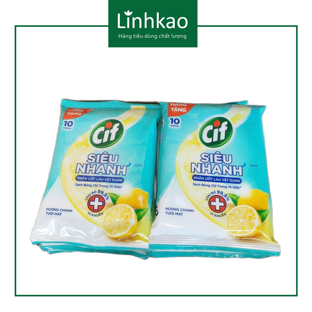 Combo 10 bịch Khăn ướt đa năng Cif (10 miếng/ bịch)