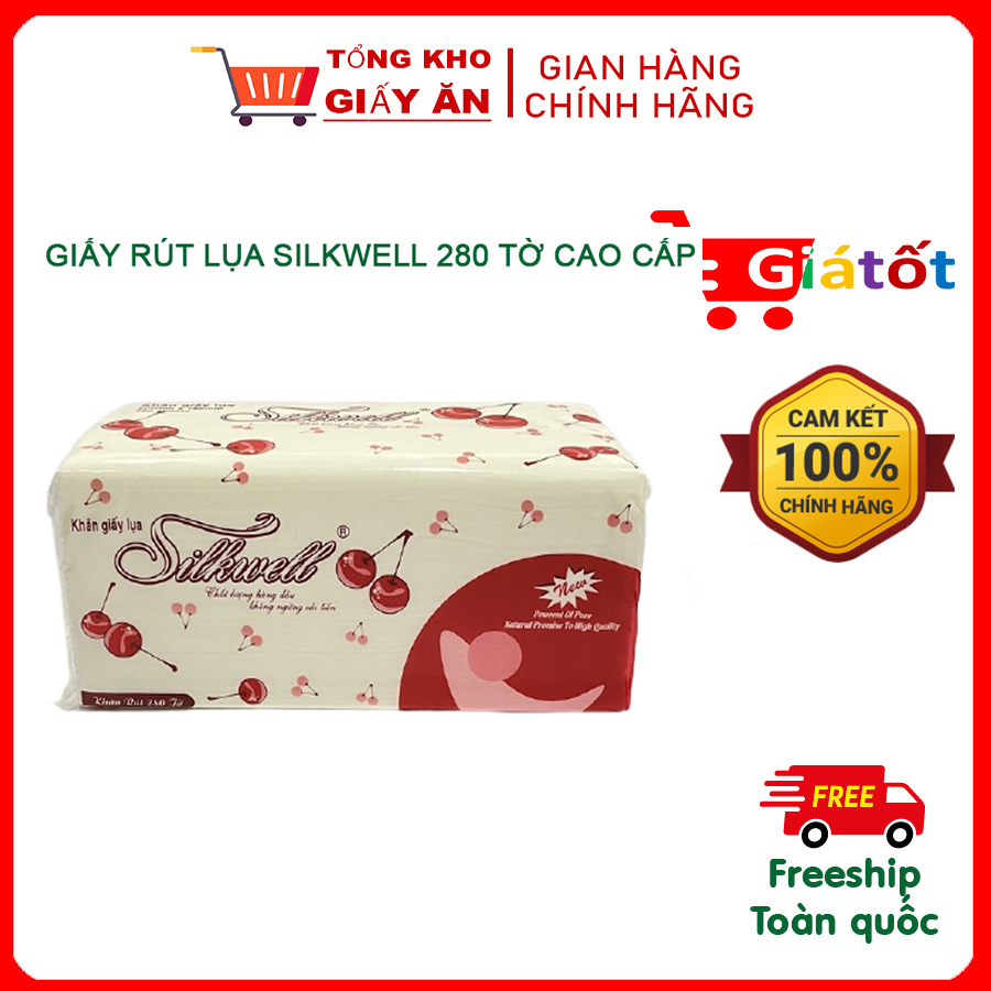 Khăn giấy ăn rút lụa Silkwell 280 tờ , Khăn giấy ăn cao cấp (Hàng chính hãng)