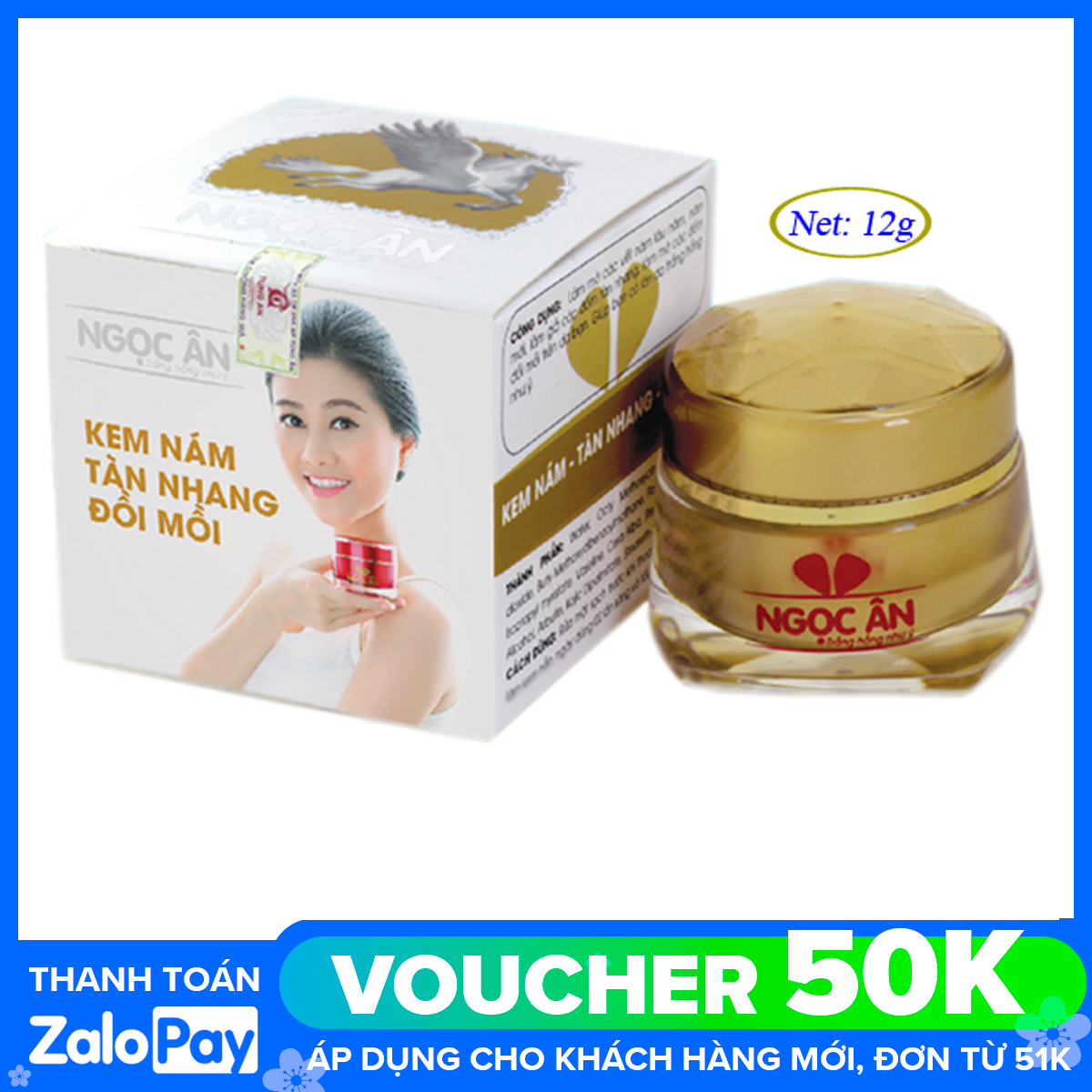 Kem nám tàn nhang đồi mồi mỹ phẩm Ngọc Ân Quế Trân 12g