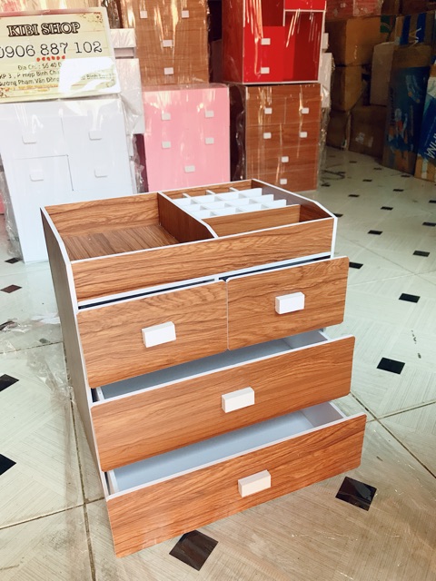 Kệ đựng mỹ phẩm gỗ 4 tầng